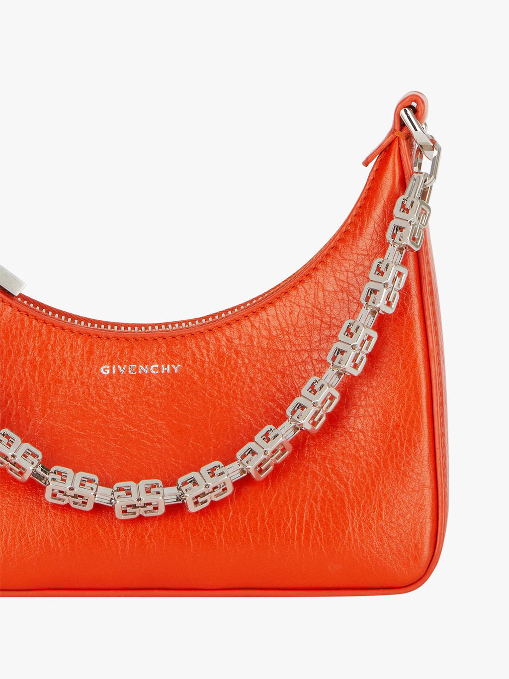 Mini Moon Cut Out bag in leather and chain DARK ORANGE