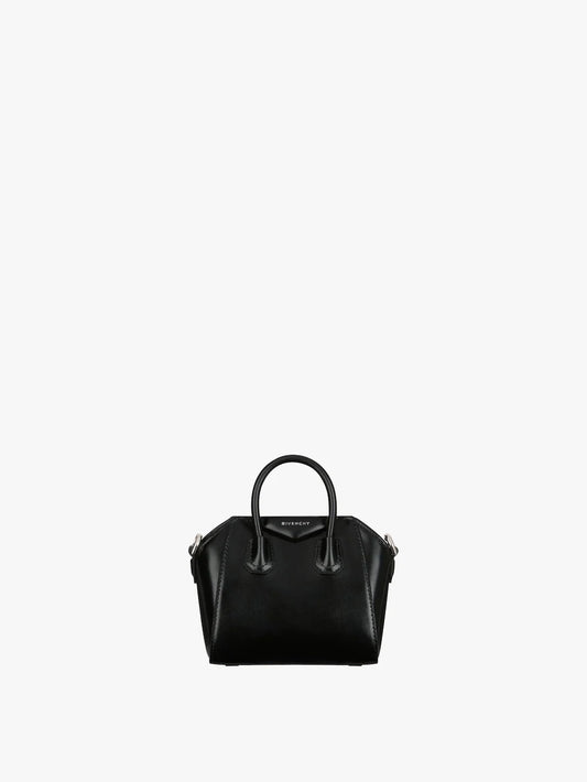 Micro Antigona bag in Box leather BLACK