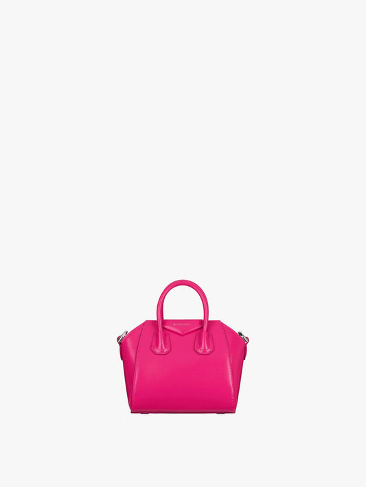 Micro Antigona bag in Box leather NEON PINK