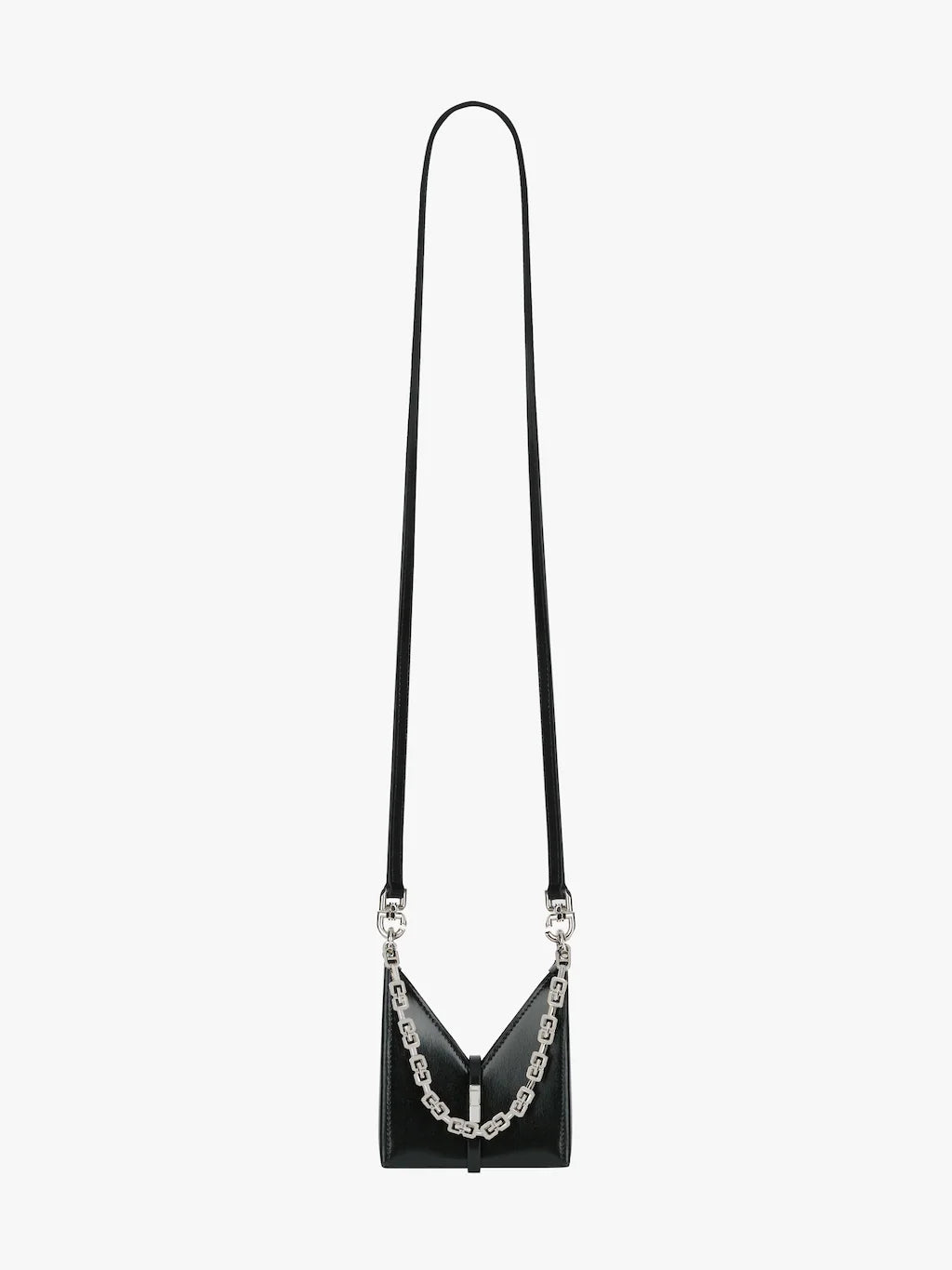 Micro Cut Out bag in Box leather with chain BLACK