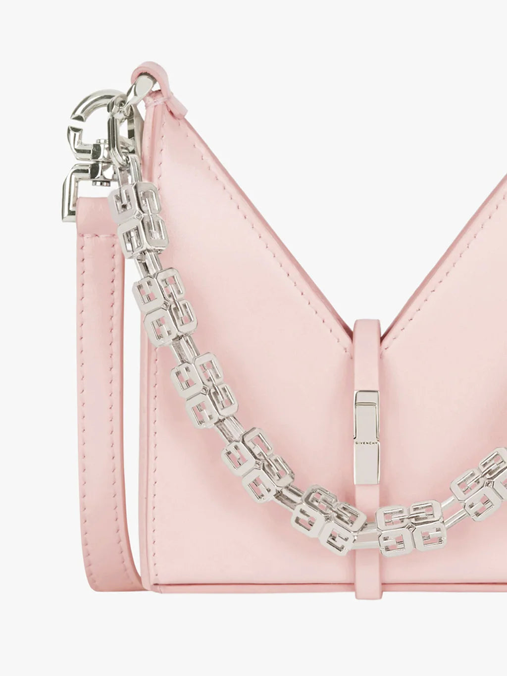 Micro Cut Out bag in Box leather with chain LIGHT PINK