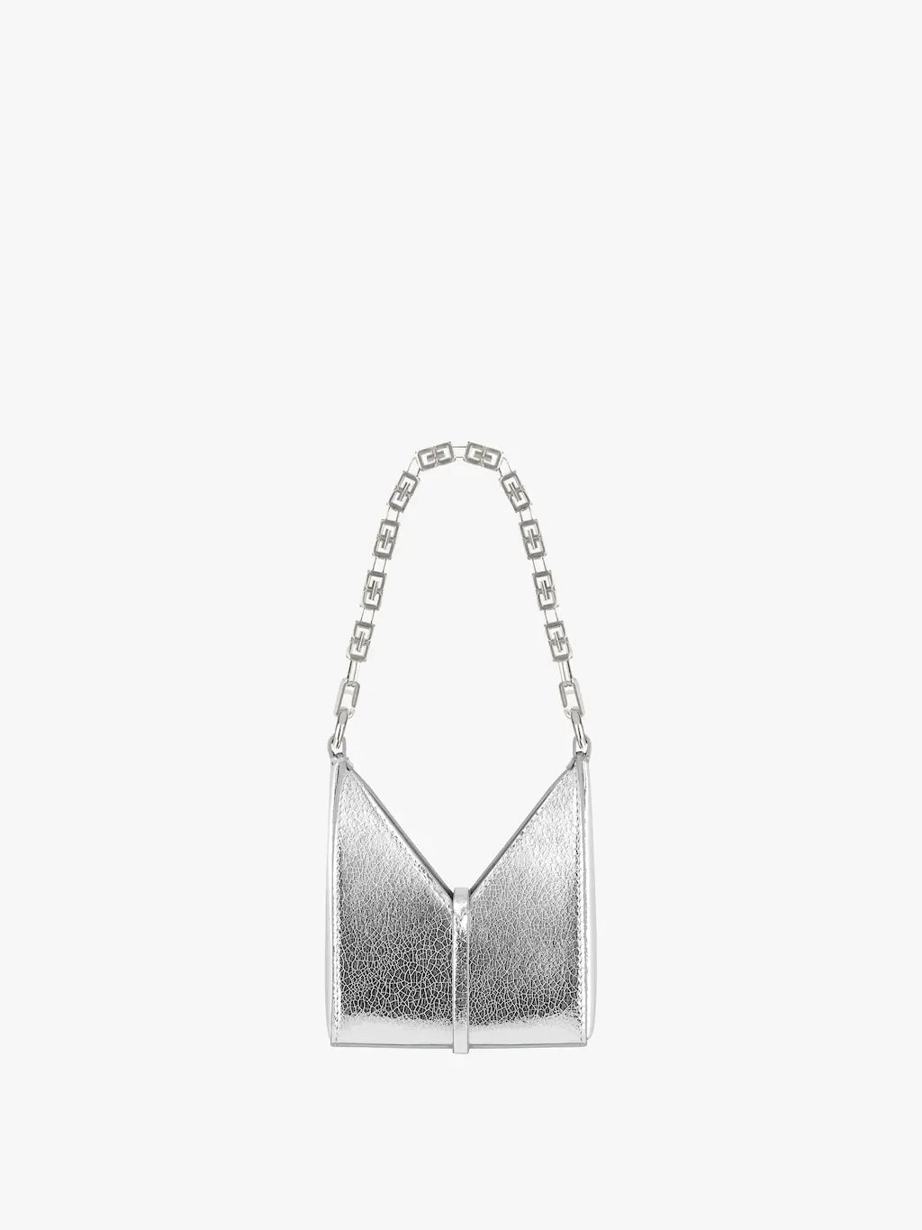 Micro Cut Out bag in metallized leather with chain Silvery