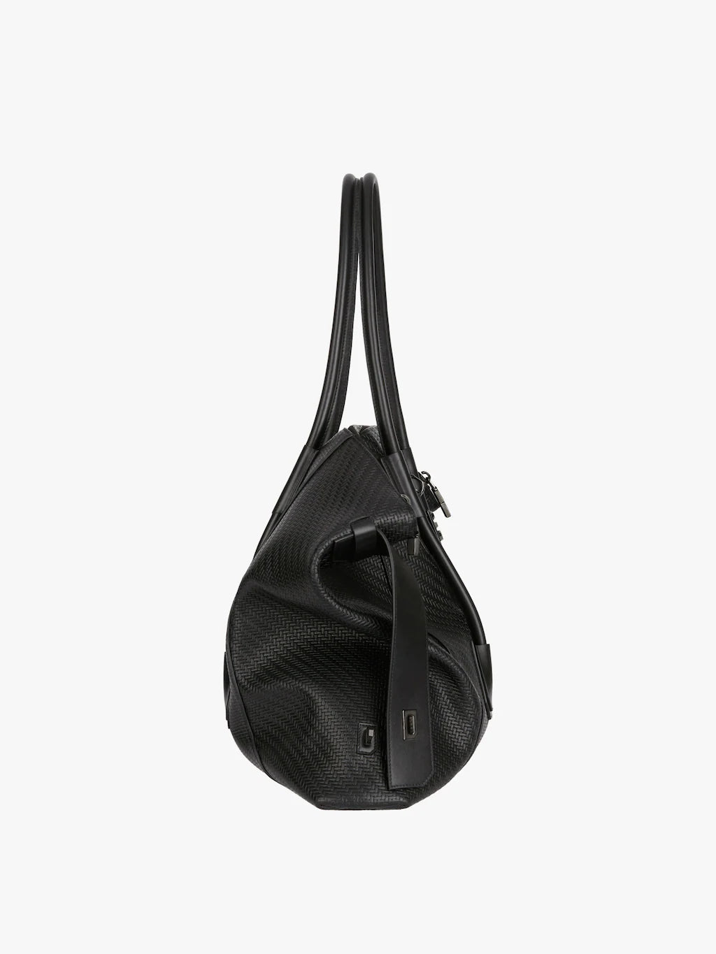 Large Antigona Lock Soft bag in braided-effect leather Black