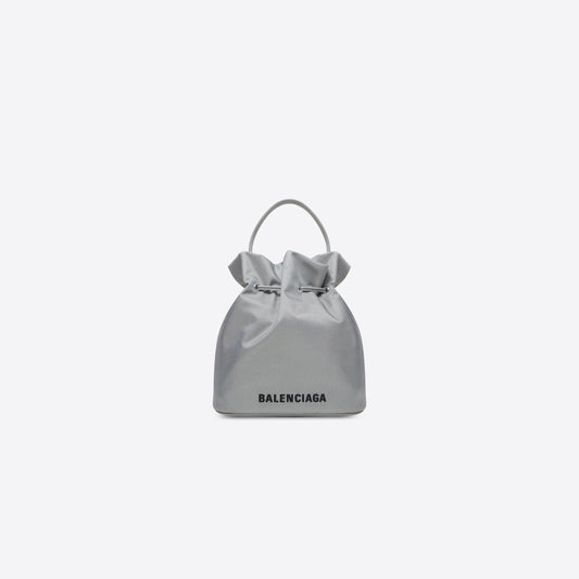 WOMEN'S WHEEL SMALL DRAWSTRING BUCKET BAG IN GREY