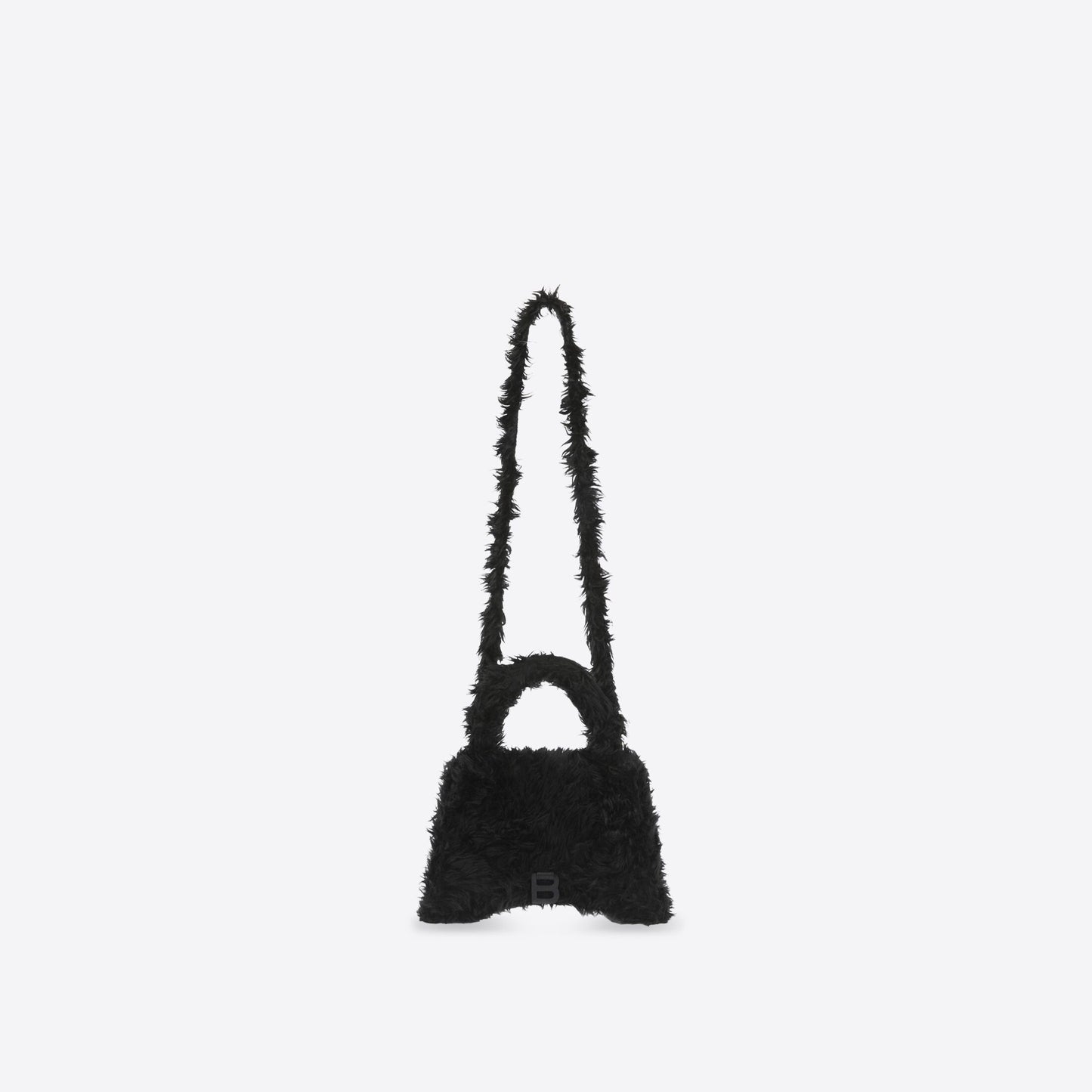 WOMEN'S FLUFFY HOURGLASS HANDBAG IN BLACK