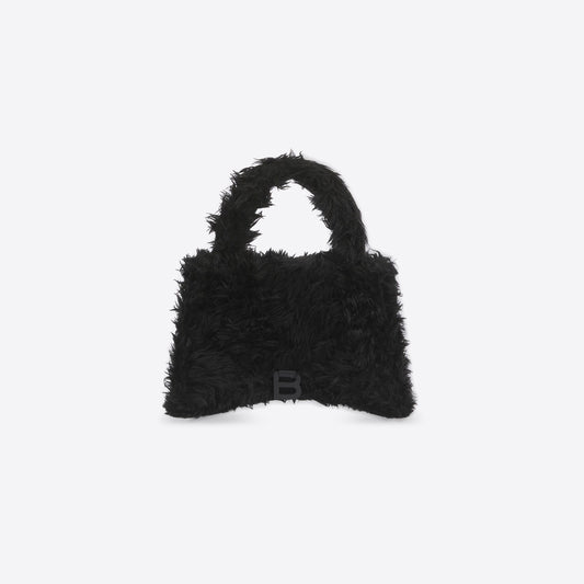 WOMEN'S FLUFFY HOURGLASS HANDBAG IN BLACK