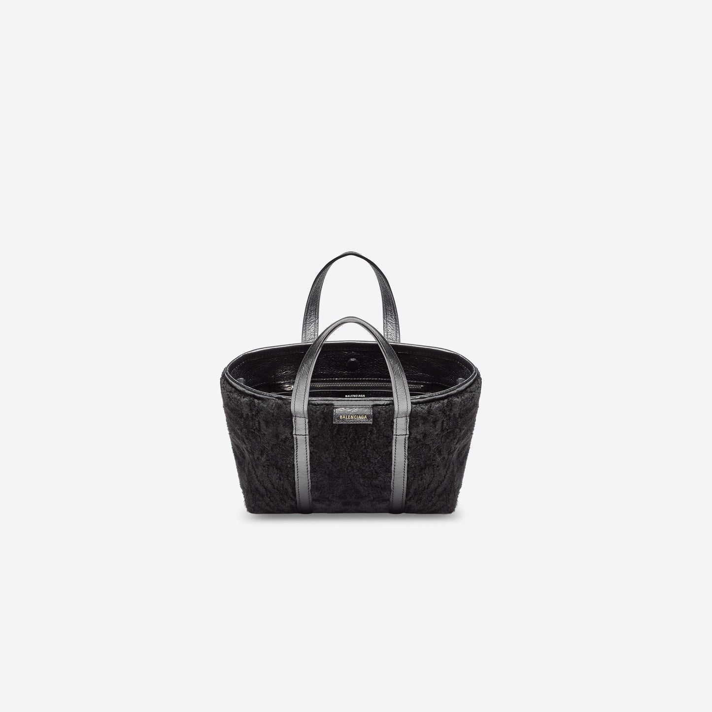 WOMEN'S BARBES SMALL EAST-WEST SHOPPER BAG IN SHEARLING IN BLACK