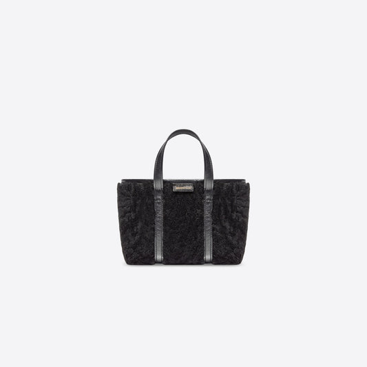 WOMEN'S BARBES SMALL EAST-WEST SHOPPER BAG IN SHEARLING IN BLACK