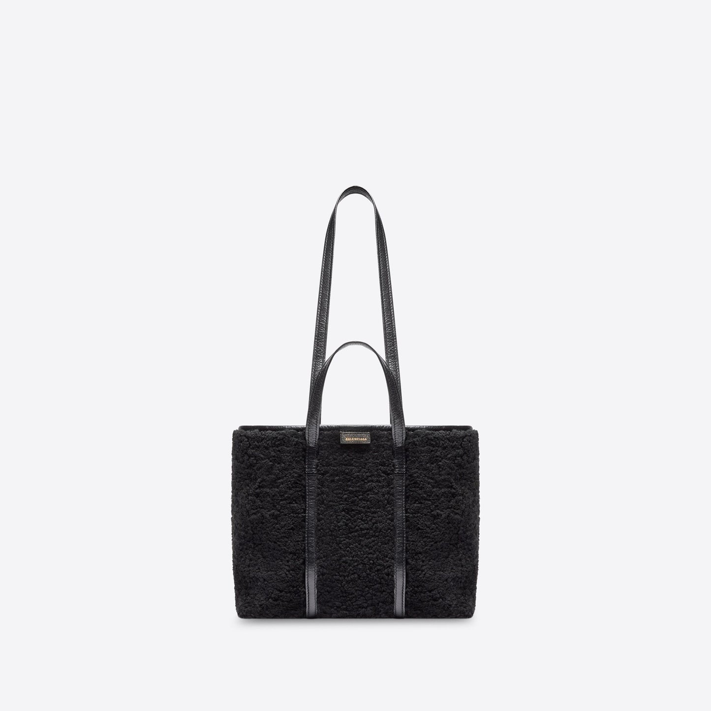 WOMEN'S BARBES MEDIUM EAST-WEST SHOPPER BAG IN SHEARLING IN BLACK