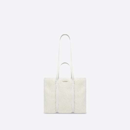 WOMEN'S BARBES MEDIUM EAST-WEST SHOPPER BAG IN SHEARLING IN WHITE