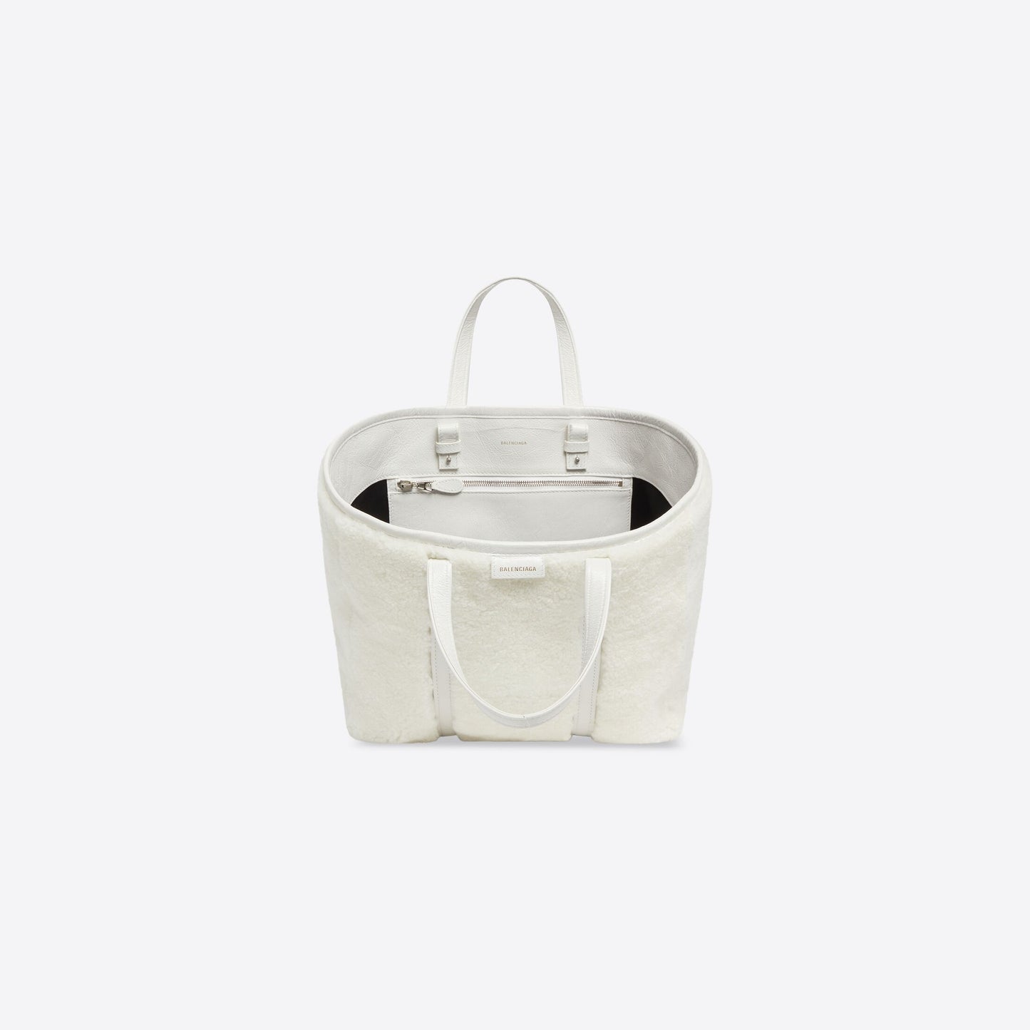 WOMEN'S BARBES MEDIUM EAST-WEST SHOPPER BAG IN SHEARLING IN WHITE