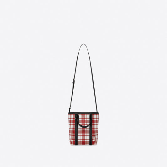 WOMEN'S BARBES SMALL NORTH-SOUTH SHOPPER BAG CHECK PRINTED IN RED