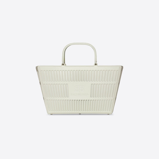 MAG LARGE BASKET BAG IN THERMOFORMED SMOOTH CALFSKIN IN WHITE