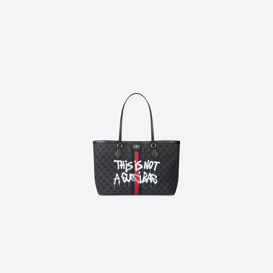 WOMEN'S HACKER GRAFFITI MEDIUM TOTE BAG IN BLACK