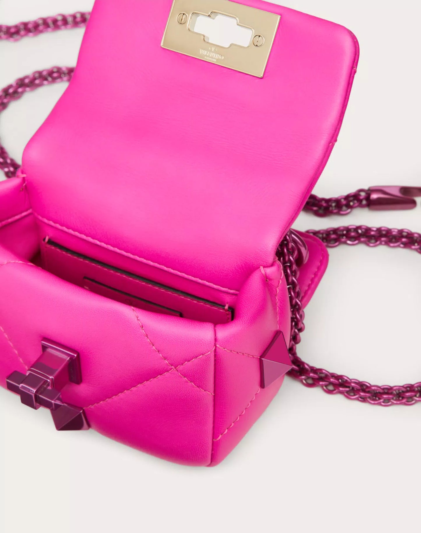 MINI ROMAN STUD THE SHOULDER BAG IN NAPPA LEATHER WITH CHAIN