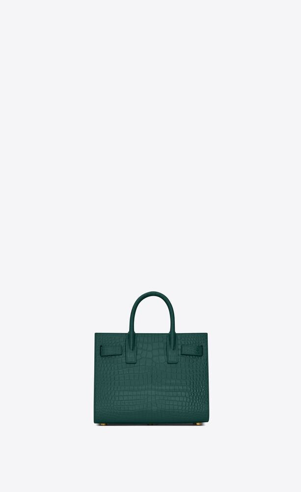 SAC DE JOUR NANO BAG IN MATTE CROCODILE-EMBOSSED LEATHER