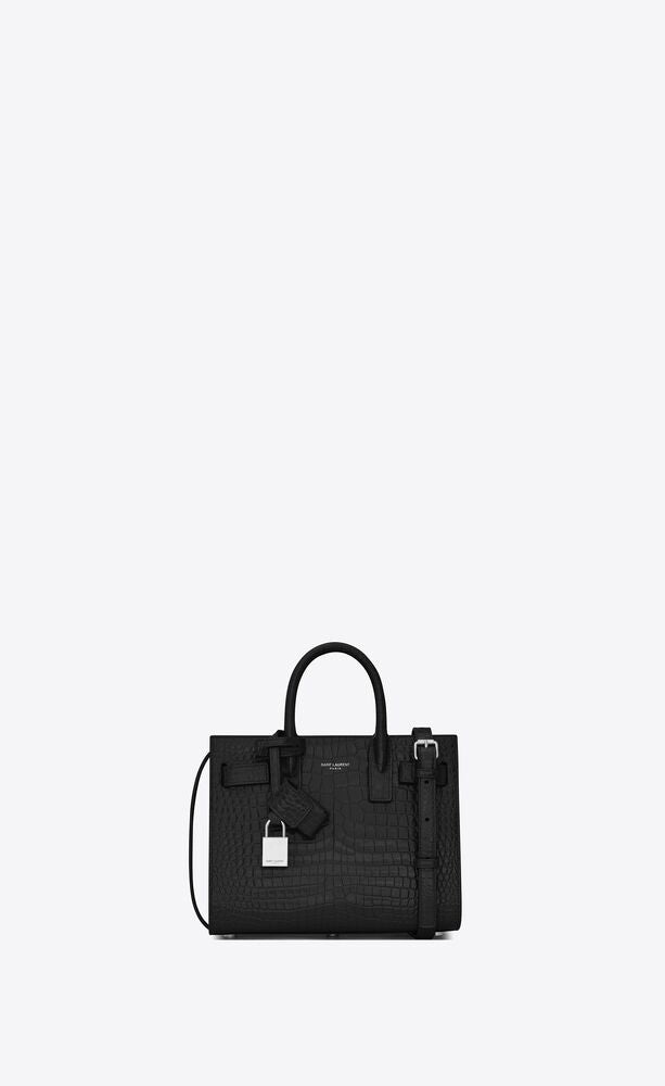 SAC DE JOUR NANO BAG IN MATTE CROCODILE-EMBOSSED LEATHER