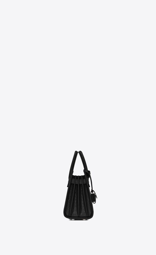 SAC DE JOUR NANO BAG IN MATTE CROCODILE-EMBOSSED LEATHER