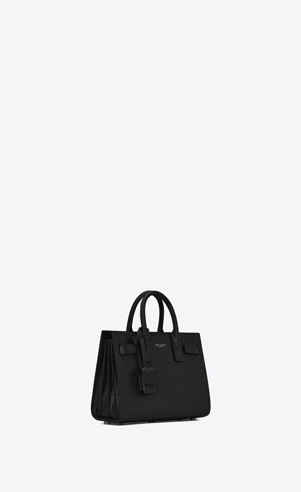 SAC DE JOUR NANO BAG IN MATTE CROCODILE-EMBOSSED LEATHER