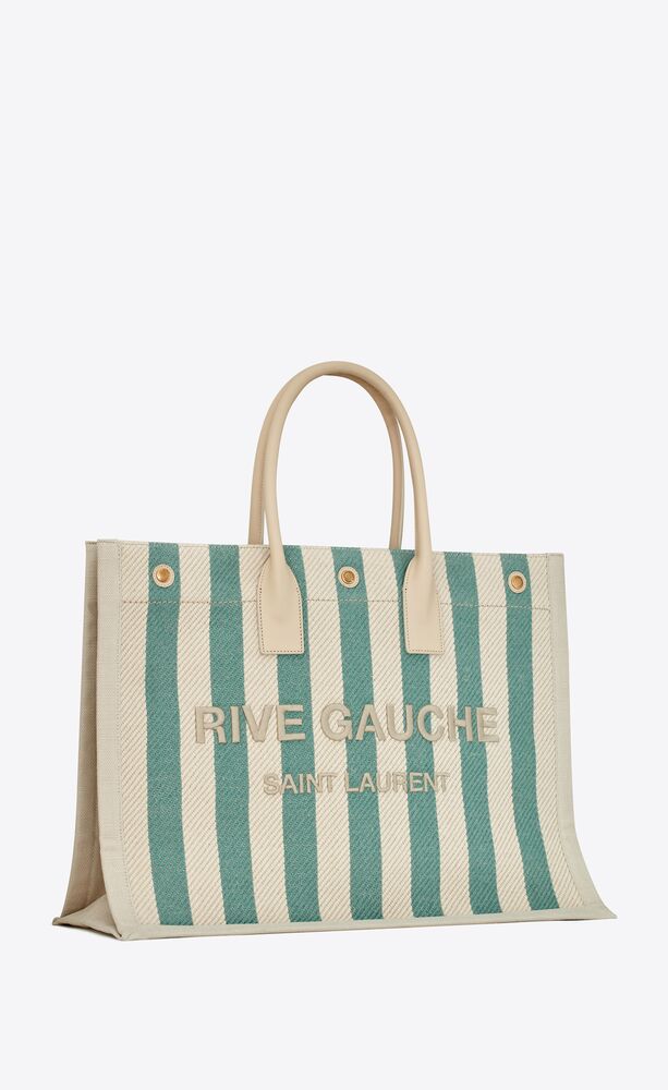 RIVE GAUCHE TOTE BAG IN STRIPED CANVAS AND SMOOTH LEATHER