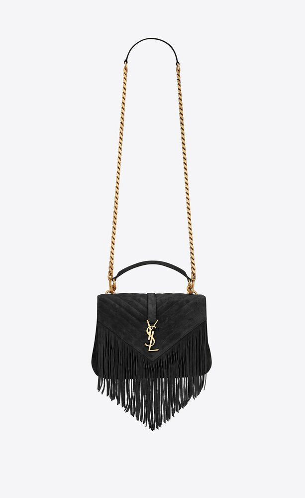 COLLEGE MEDIUM CHAIN BAG IN LIGHT SUEDE WITH FRINGES