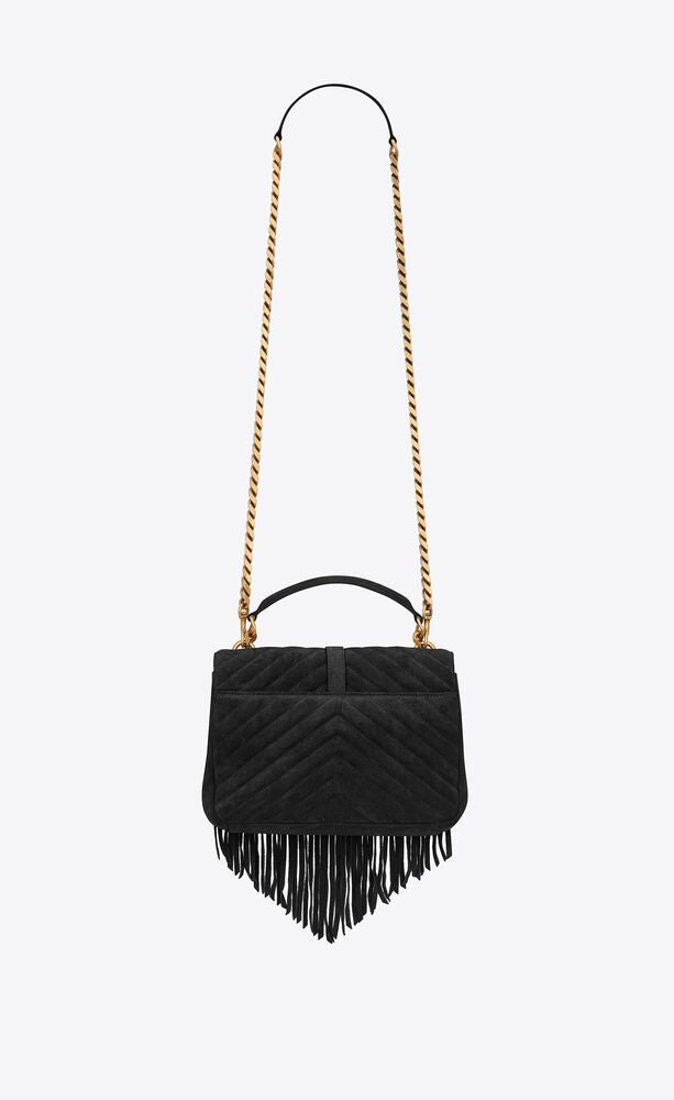 COLLEGE MEDIUM CHAIN BAG IN LIGHT SUEDE WITH FRINGES