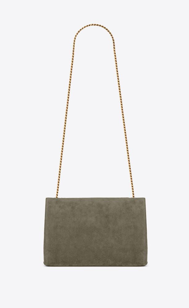 KATE MEDIUM REVERSIBLE CHAIN BAG IN SHINY LEATHER AND SUEDE