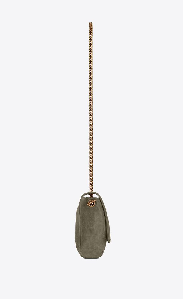 KATE MEDIUM REVERSIBLE CHAIN BAG IN SHINY LEATHER AND SUEDE