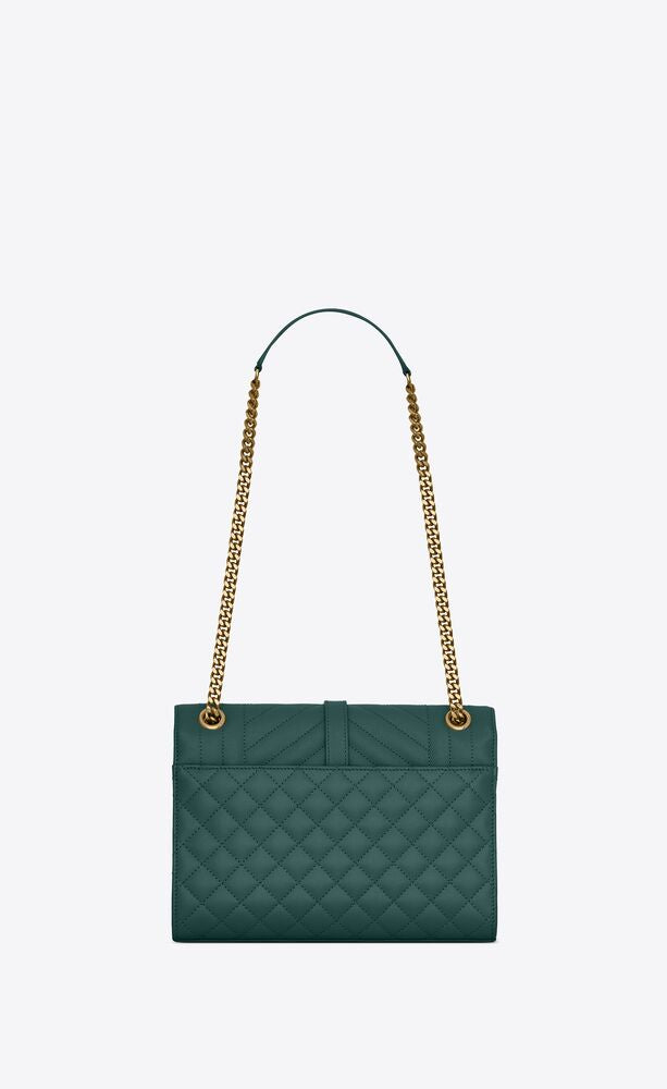 ENVELOPE MEDIUM CHAIN BAG IN QUILTED GRAIN DE POUDRE EMBOSSED LEATHER