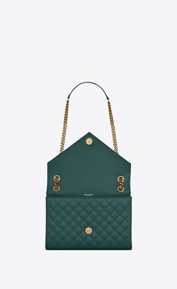 ENVELOPE MEDIUM CHAIN BAG IN QUILTED GRAIN DE POUDRE EMBOSSED LEATHER