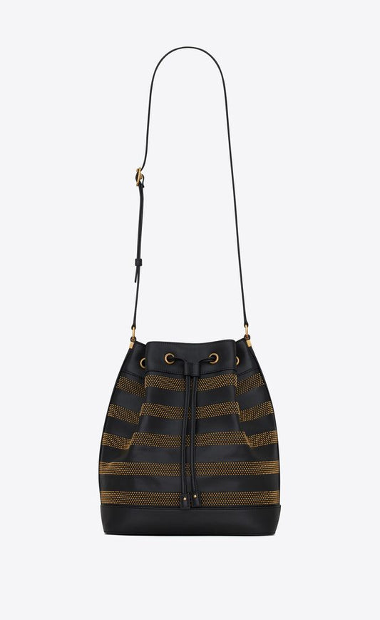 BUCKET BAG IN STUDDED SMOOTH LEATHER