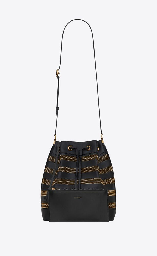 BUCKET BAG IN STUDDED SMOOTH LEATHER