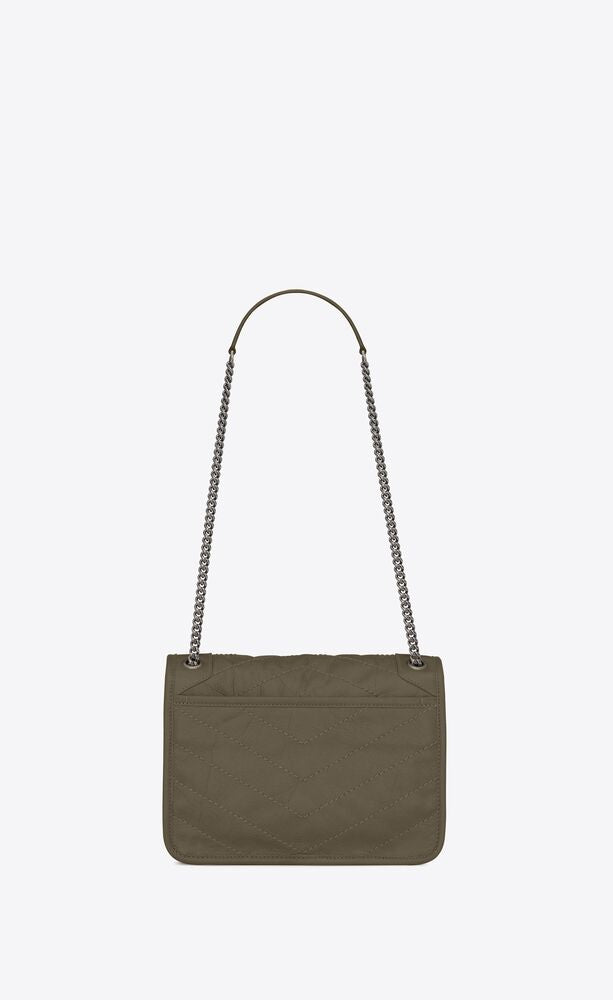 GREY KHAKI NIKI BABY IN CRINKLED VINTAGE LEATHER