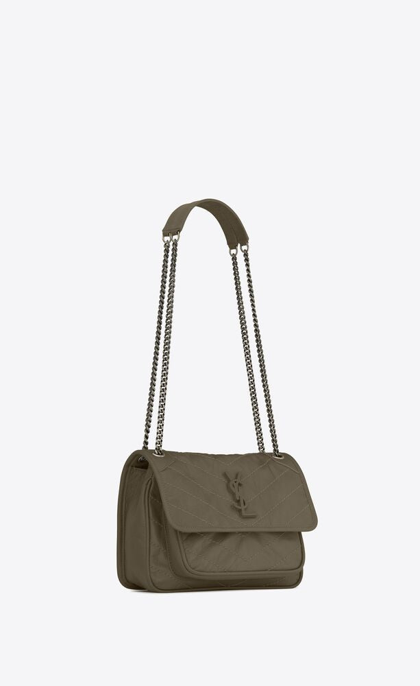 GREY KHAKI NIKI BABY IN CRINKLED VINTAGE LEATHER