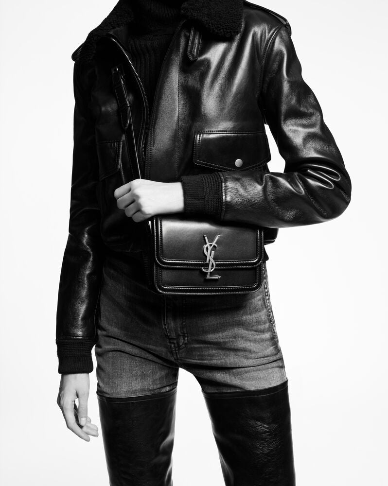 BLACK SOLFERINO SMALL SATCHEL IN BOX SAINT LAURENT LEATHER