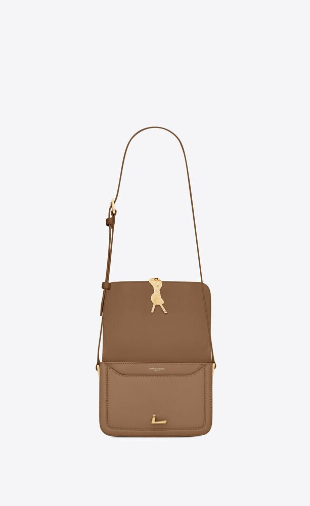 DARK TOFFEE SOLFERINO SMALL SATCHEL IN BOX SAINT LAURENT LEATHER