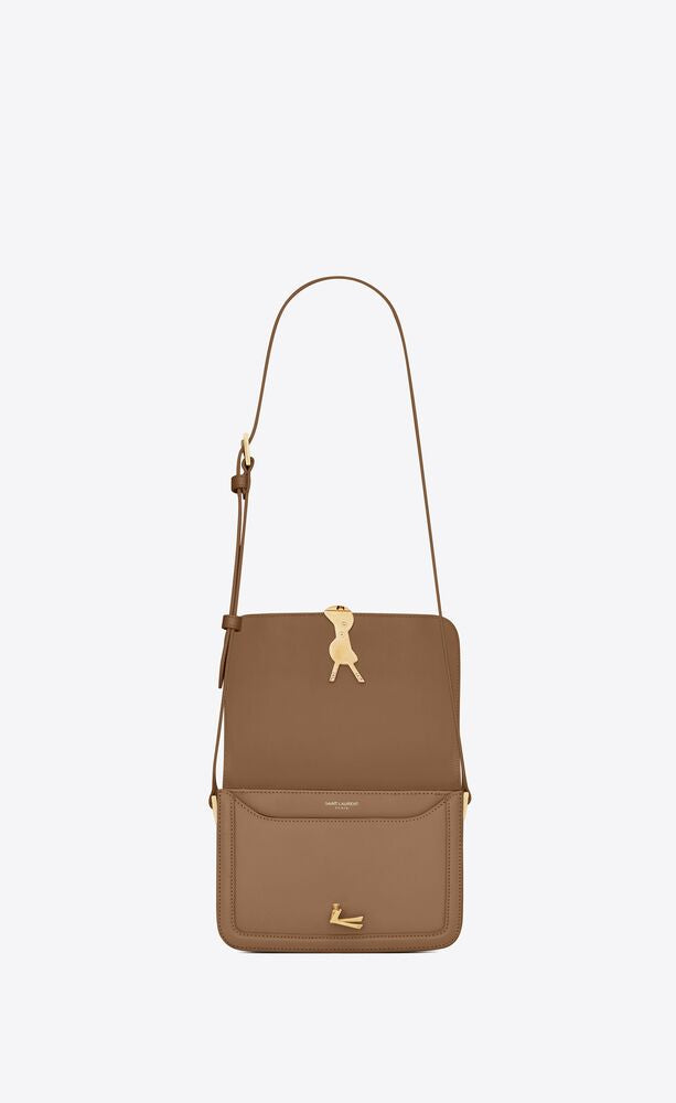 DARK TOFFEE SOLFERINO SMALL SATCHEL IN BOX SAINT LAURENT LEATHER