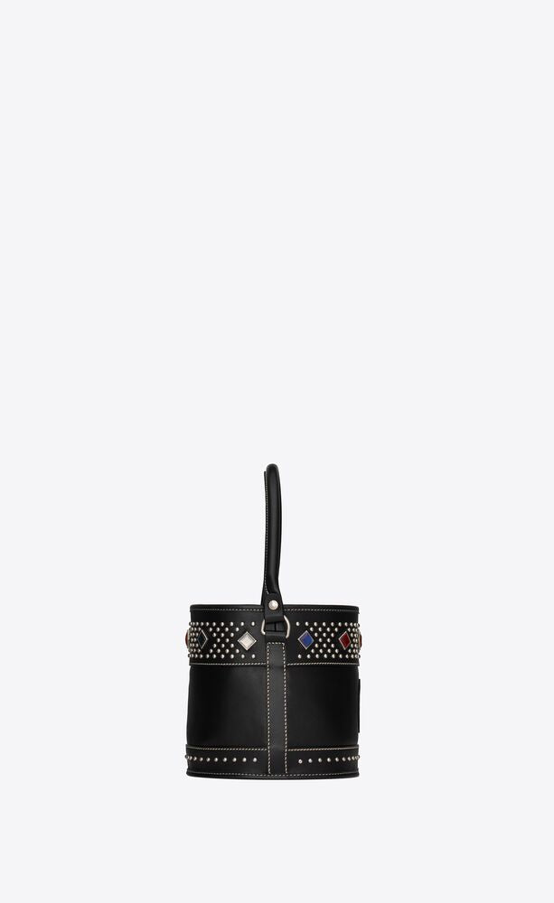 BAHIA SMALL BUCKET BAG IN SMOOTH LEATHER WITH STUDS