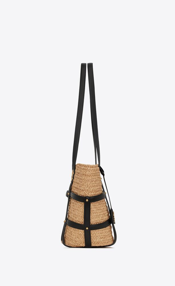 PANIER MEDIUM BAG IN NATURAL RAFFIA AND SMOOTH LEATHER