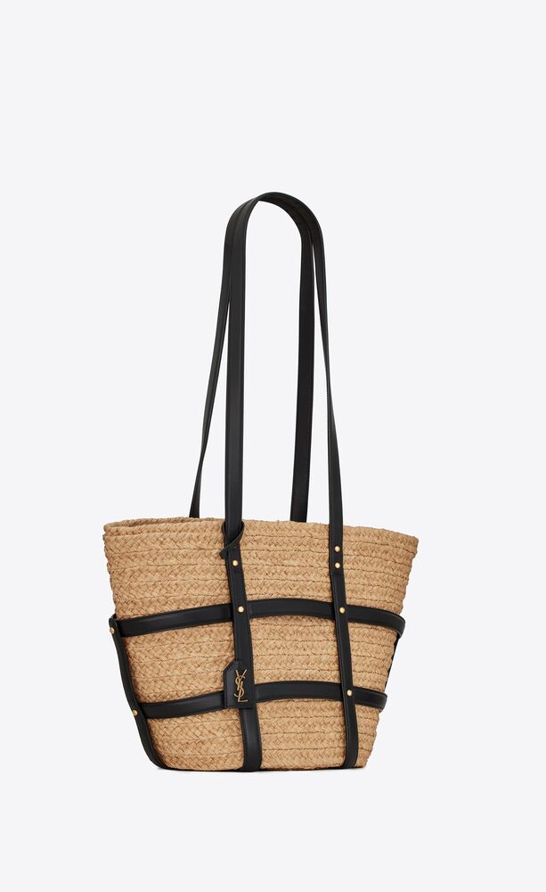 PANIER MEDIUM BAG IN NATURAL RAFFIA AND SMOOTH LEATHER