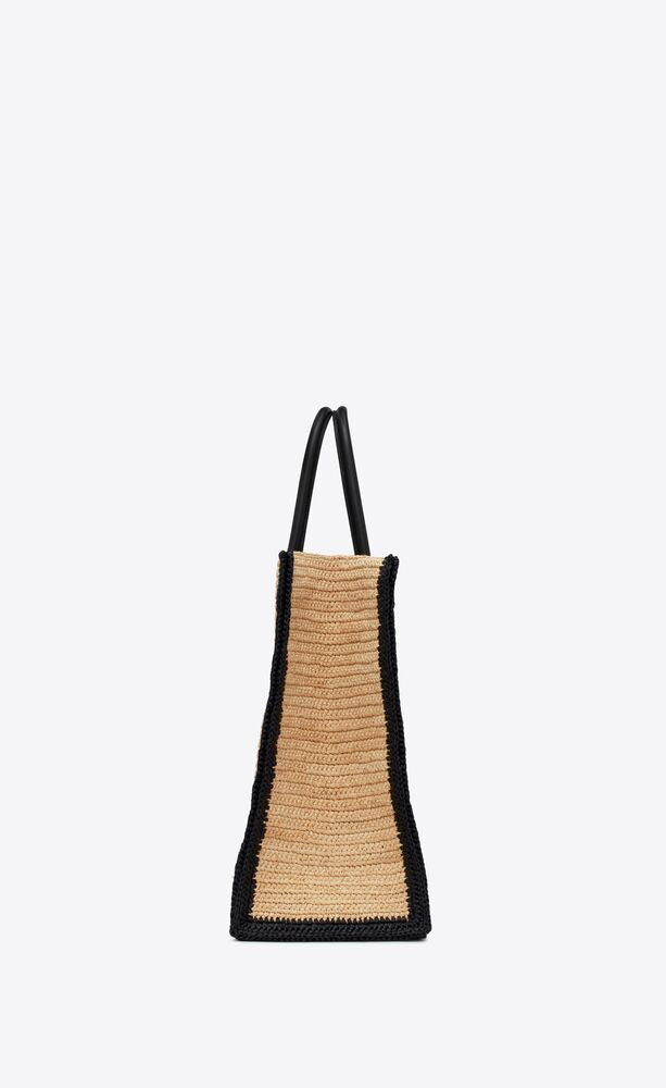 RIVE GAUCHE TOTE BAG IN RAFFIA AND LEATHER