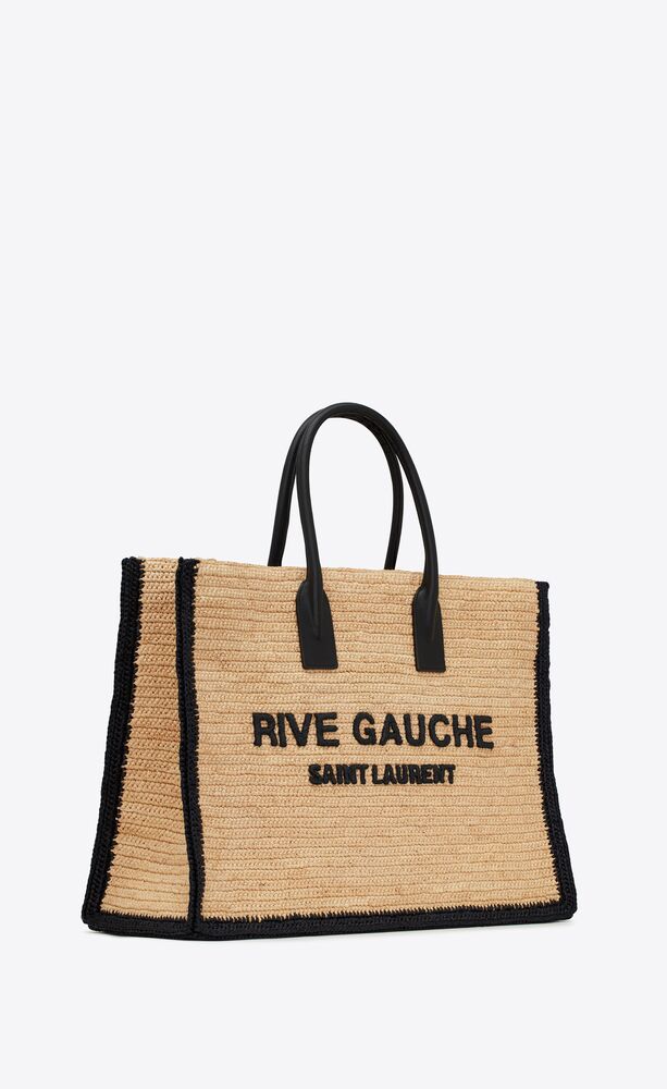 RIVE GAUCHE TOTE BAG IN RAFFIA AND LEATHER