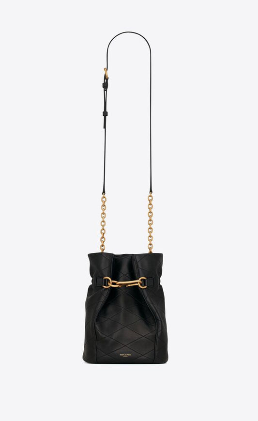 NOIR LE MAILLON HOOK BUCKET BAG IN SUPPLE LEATHER