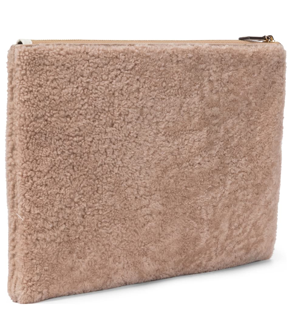 Large shearling pouch