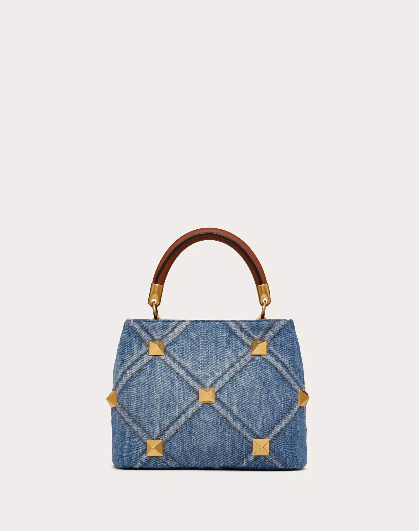 SMALL ROMAN STUD THE HANDLE BAG IN DENIM