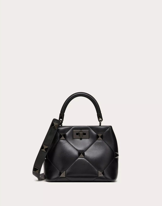 SMALL ROMAN STUD THE HANDLE BAG IN NAPPA LEATHER WITH TONE-ON-TONE STUDS