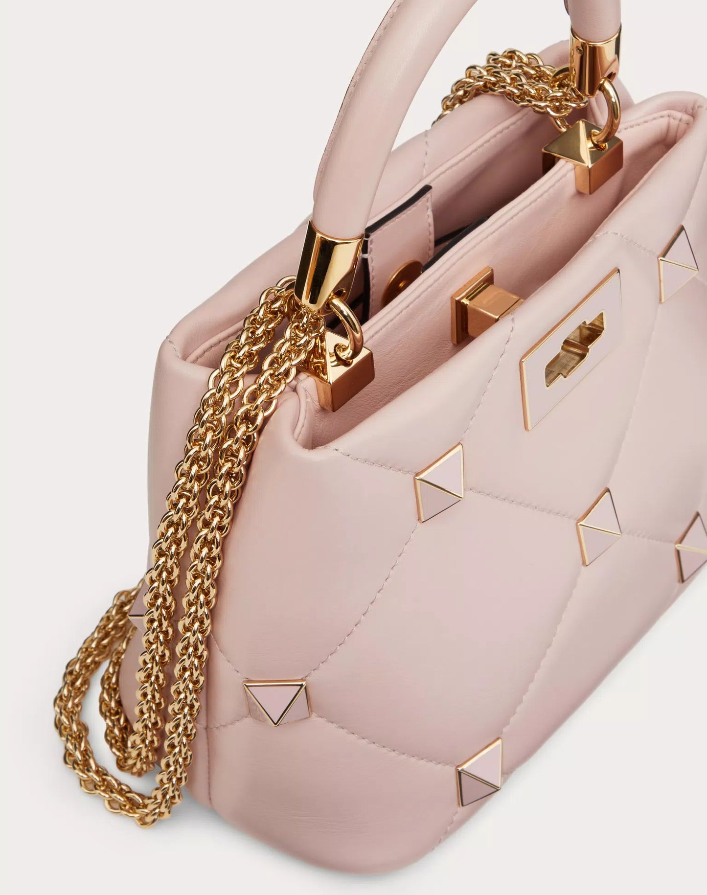 SMALL ROMAN STUD THE HANDLE BAG IN NAPPA WITH ENAMELED STUDS