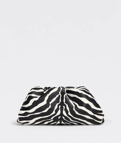 Zebra printed leather clutch