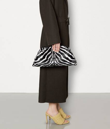 Zebra printed leather clutch