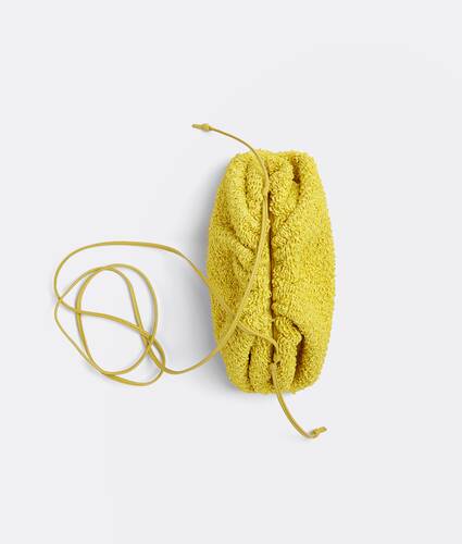 Mini bouclé curly raffia clutch with strap